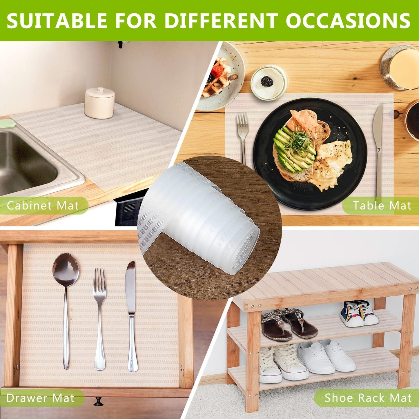 Drawer and Shelf Liner, Shelf Liner Non Adhesive Refrigerator Mats Washable, No Odor Plastic Pantry Liners Wire Shelf Paper Drawer Liner for Cupboard Kitchen (Transparent, 11.8 x 236.2 inches)