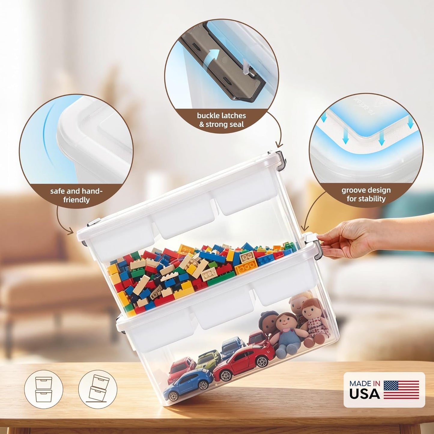 Citylife 17 QT Plastic Storage Box with Removable Tray Craft Organizers and Storage Clear Storage Container for Organizing Bead, Tool, Sewing, Playdoh,Coloring Books