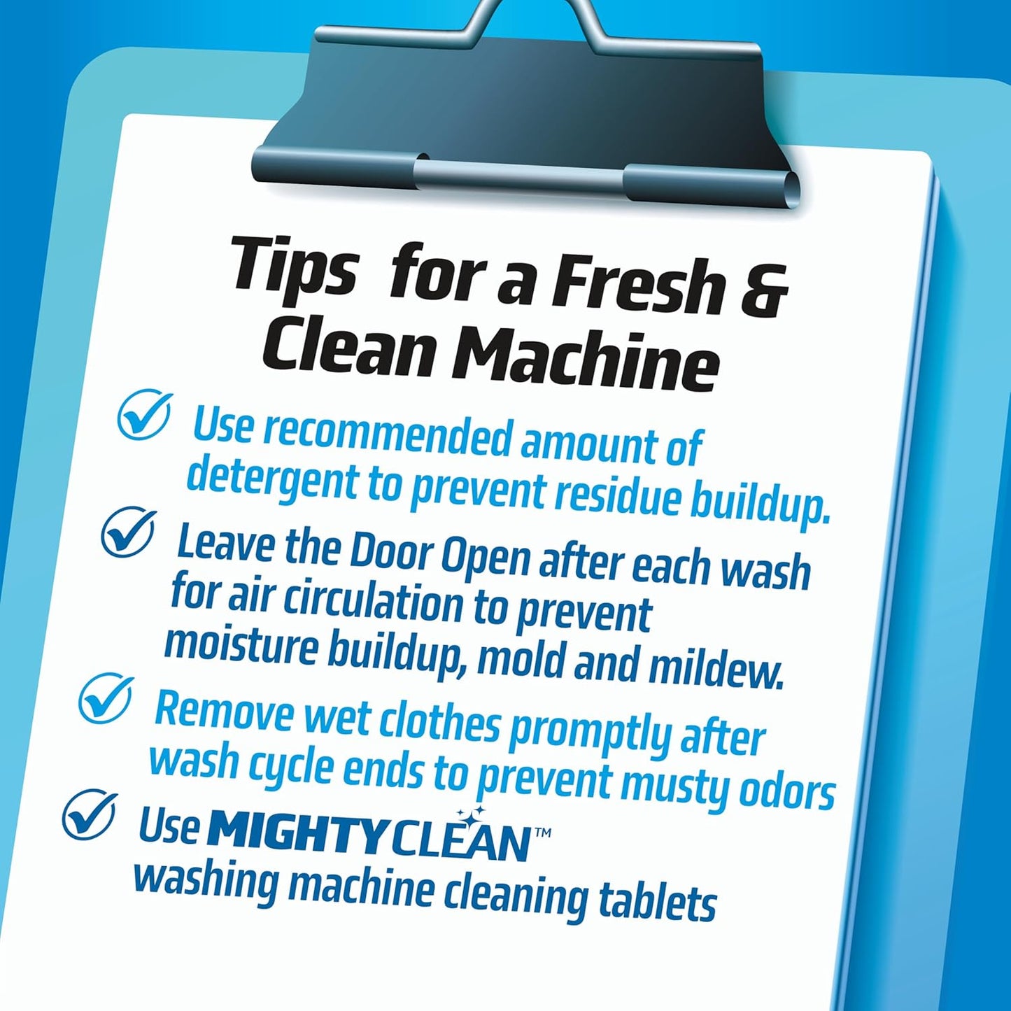 MIGHTY CLEAN Washing Machine Cleaner Tablets 24 Pack - 1 Year Supply, Septic Safe Washing Machine Cleaning Tablets, Washer Cleaner Tablet, Works with All Washers Including HE