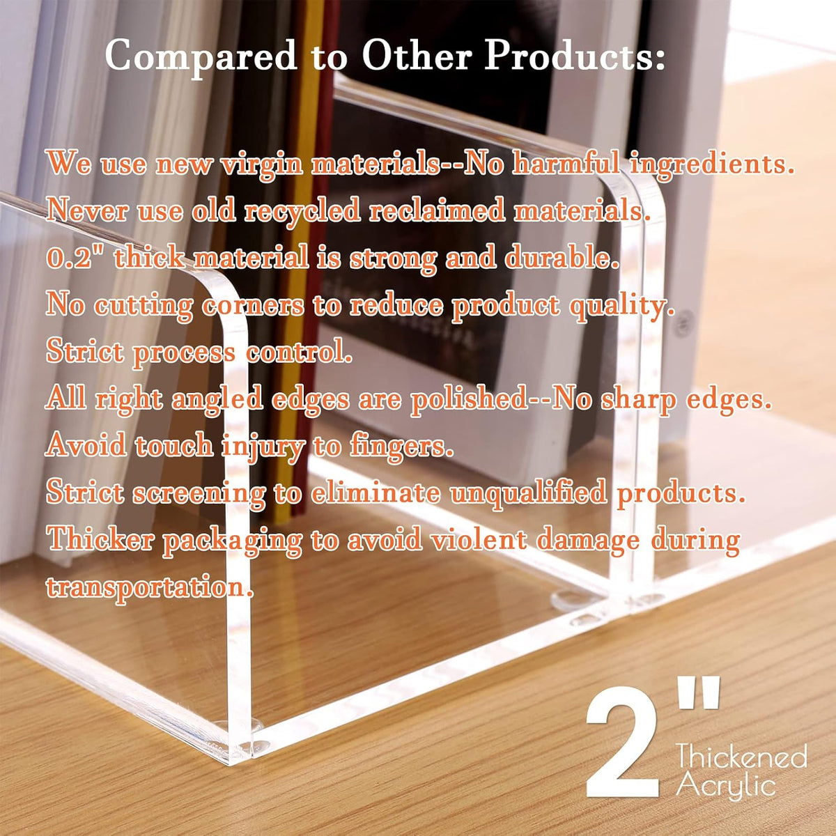HeZone Magazine Holder, Clear Acrylic Desk Organizers, File Organizer for Desk, Magazine Rack- Desktop Book Storage -Independent Vertical 1 Space-2 Pack