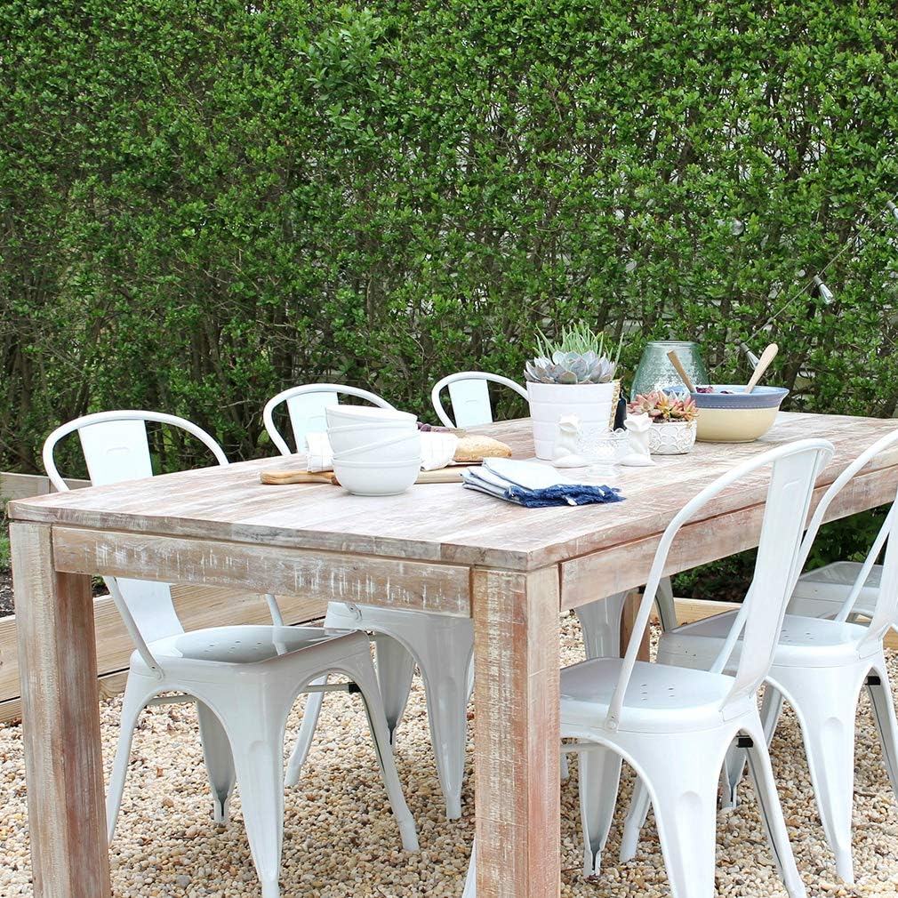 FDW | Set of 4 Metal Dining Chairs | Cream | Stackable Tolix Side Chairs with Backrest | Scratch-Resistant | Non-Slip Feet | Indoor/Outdoor Use | 330 lbs Capacity | Ideal for Kitchen & Restaurant