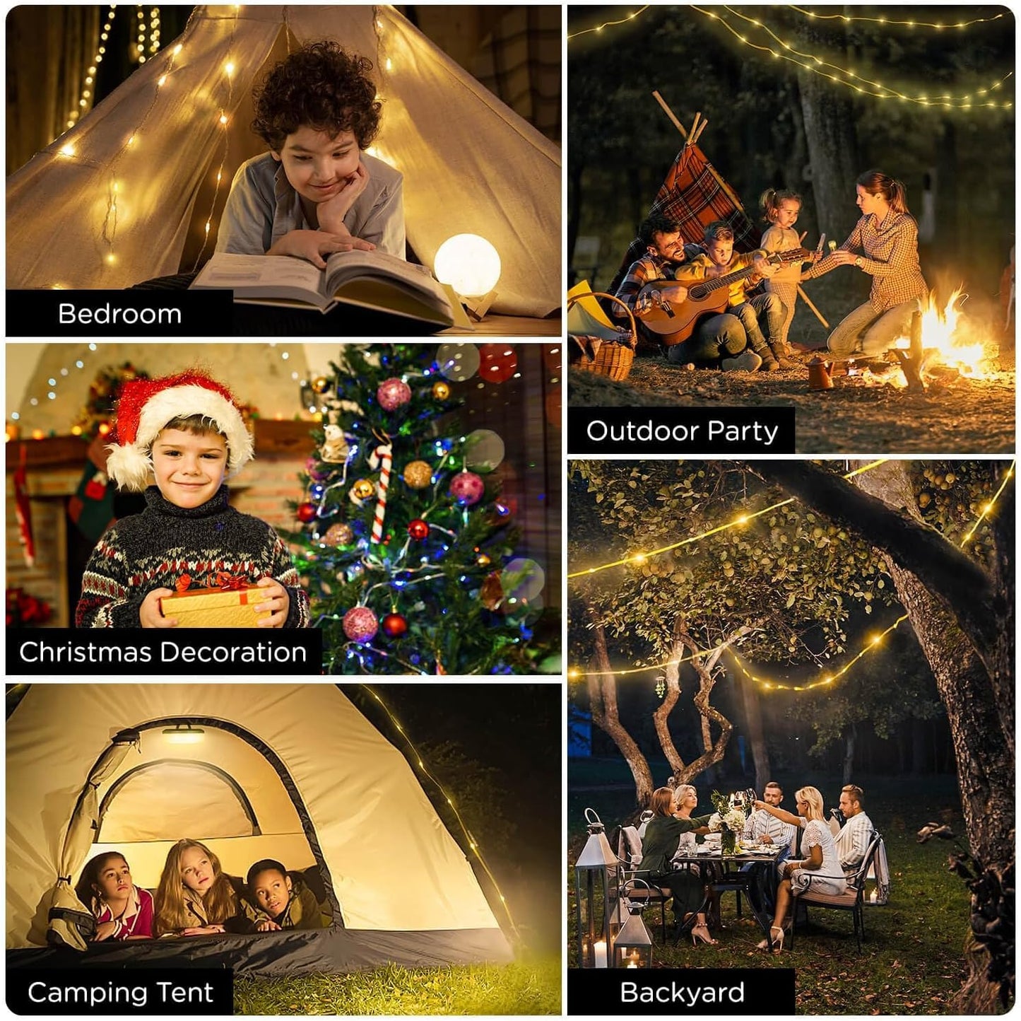 OGERY Camping String Lights, 4 in 1 Quick Storage 32.8FT Rechargeable Tent Lights String with 8 Lighting Modes, Hanging Waterproof Portable LED Lamp for Outdoor Patio Awning Garden Camping Essentials