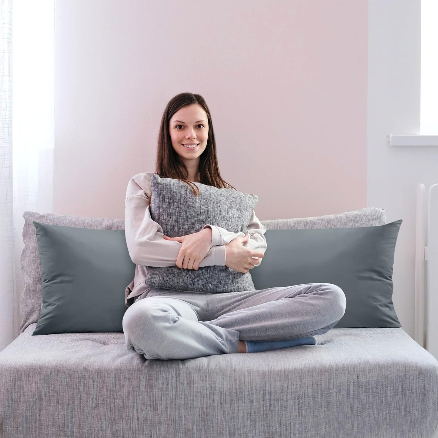 Utopia Bedding Full Body Pillow for Adults (Grey, 20 x 54 Inch), Long Pillow Insert for Sleeping, Ideal for Side Sleepers