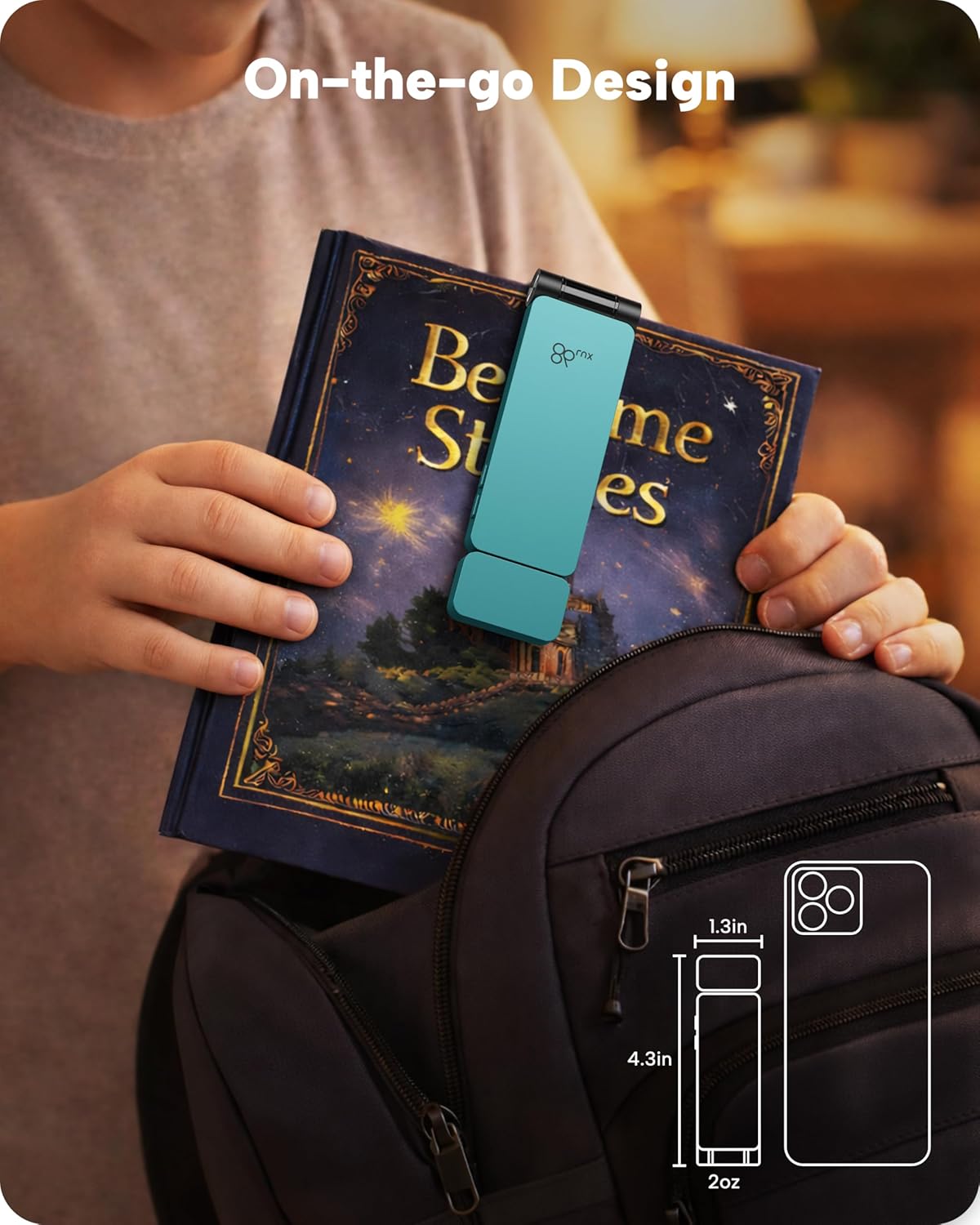 86lux Book Light, Rechargeable Clip-On LED Reading Light for Bed & Night Use - 3 Color Temperatures with Stepless Dimming, Ultralight Bookmark Design for Kids, Book Lovers, Cyan