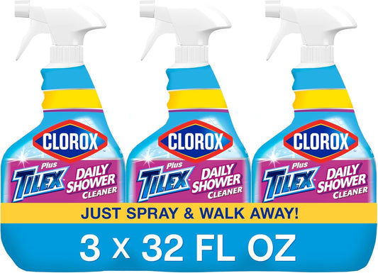 Clorox Plus Tilex Daily Shower Cleaner, 32 Fluid Ounce Spray Bottle, Pack of 3