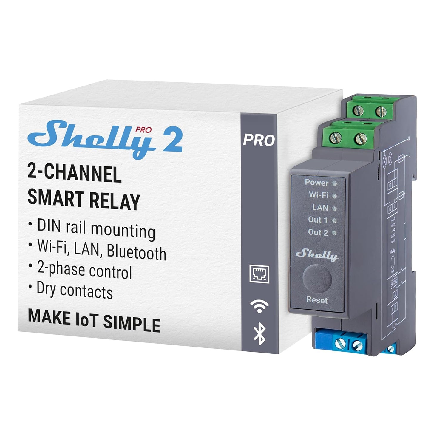 Shelly Pro 4PM | Wi-Fi & LAN, 4-Channel Smart Relay with Power Metering | Home Automation | Compatible with Alexa & Google Home | iOS Android App| Remote Appliances Control and Monitoring