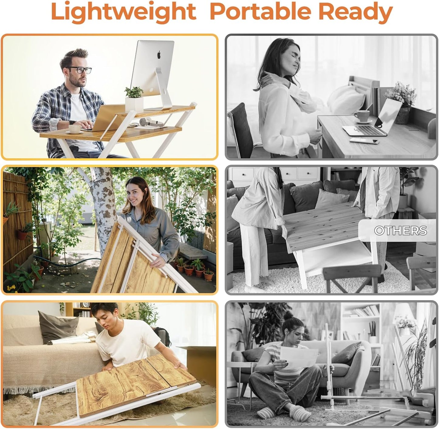 GreenForest Portable Small Desk No Assembly, 2-Tier Compact Computer Desk with Shelf, Space Saving Foldable Table for Home Office, Bedroom or Apartment, Portable Collapsible Sturdy Laptop Desk, Oak