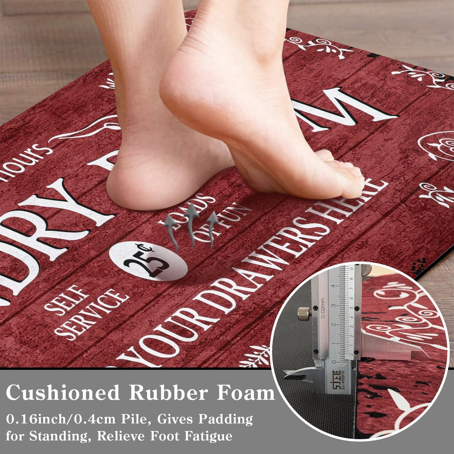 Lahome Remi Farmhouse Laundry Room Rug Runner 20"x59" Laundry Rugs and Mats for Laundry Room Non Slip Washable Floor Carpet Runner Rug for Washroom Mudroom Kitchen Bathroom Hallway Decor, Red