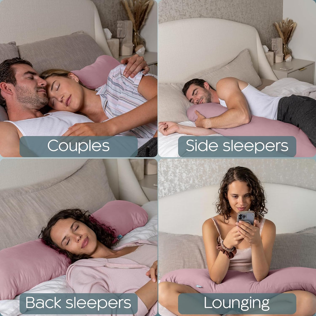 SleepCloud Weighted Body Pillow 6.5lbs - Weighted Pillow for Deeper Sleep (41” x 10”) - Cooling Body Pillows for Adults, Full Body Pillow for Adults, Side Sleeper Body Pillows with Cover (Blossom)