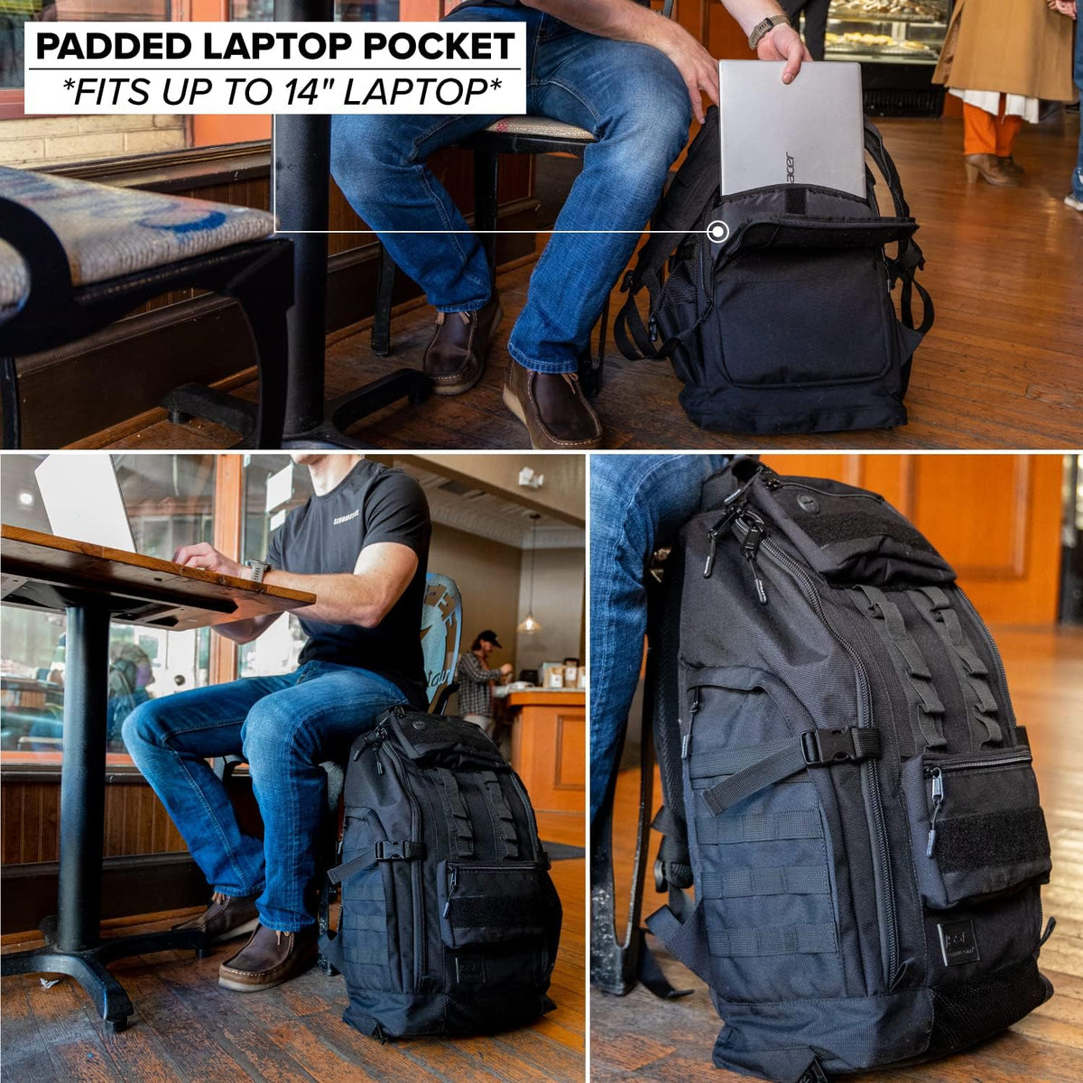 SERIOUS STEEL FITNESS Tactical Backpack and Gym Bag 1000D Nylon Black