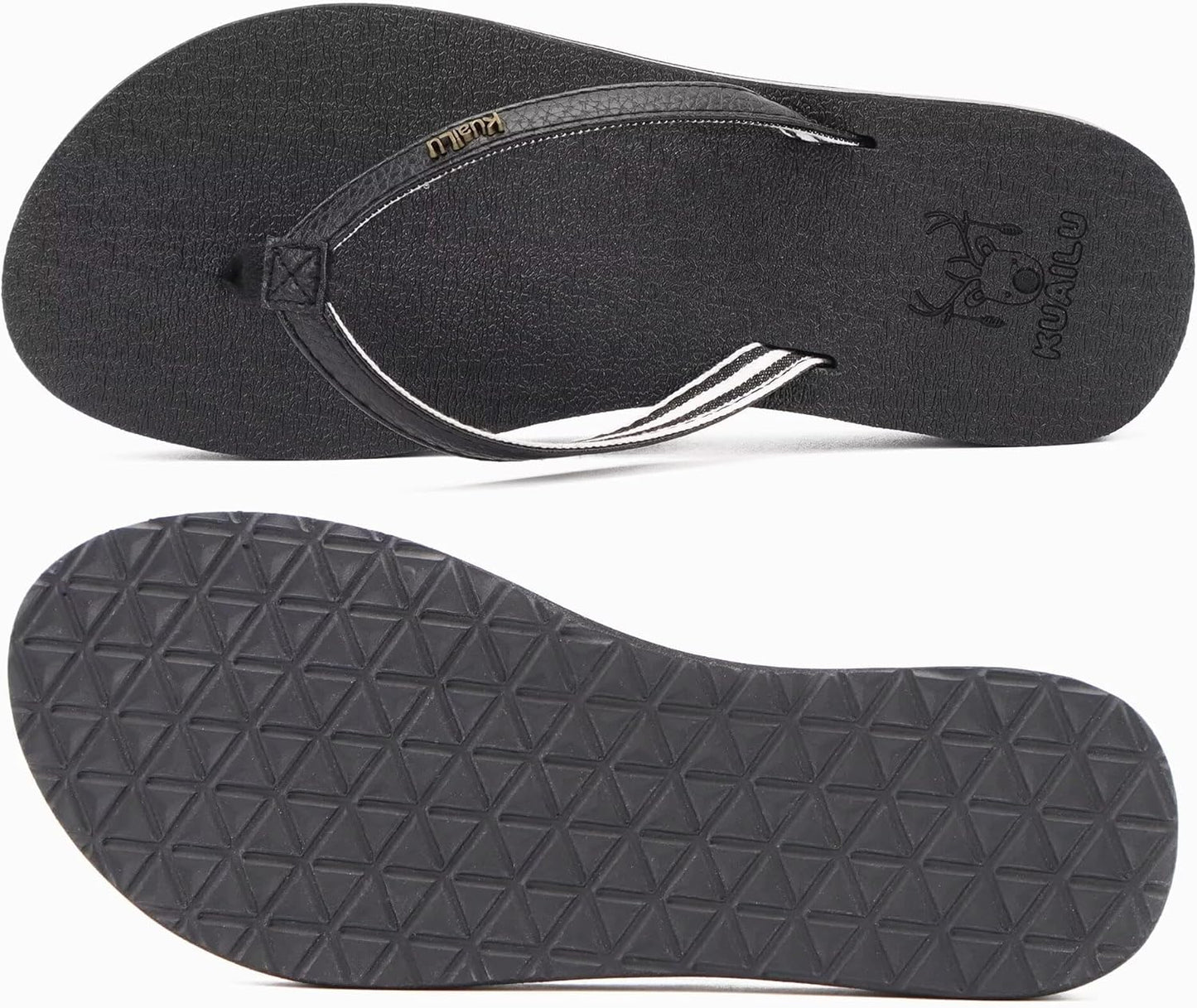 KuaiLu Womens Arch Support Flip Flops Comfortable Yoga Mat Slip on Summer Beach Walking Thong Cushion Sandals