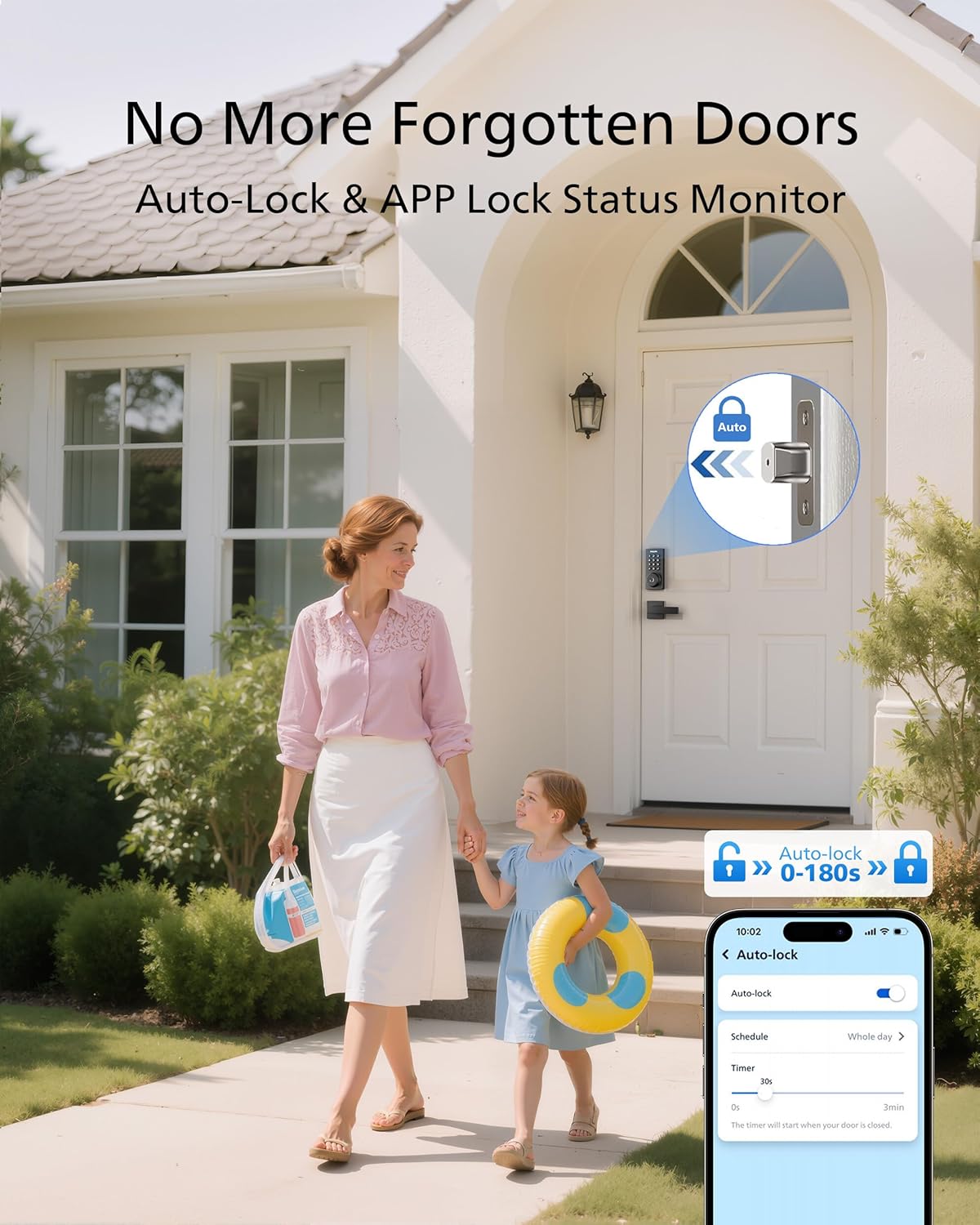 Philips WiFi Keypad Door Lock with Handle, Built-in WiFi, APP Remote Control, Voice & Fingerprint Unlock, Smart Locks for Front Door with Auto Lock, Digital Front Door Lock Set, Keyless Entry Deadbolt