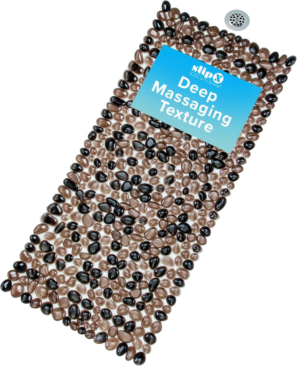 SlipX Solutions 38"x17" Pebble Non Slip Mat for Bath & Shower, Bronze