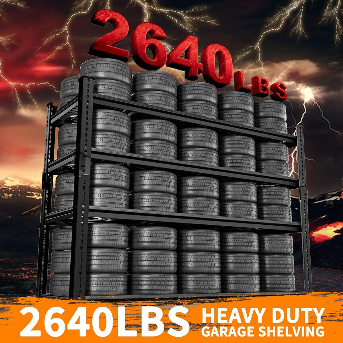 Storage Shelves Heavy Duty 2 PCS, 48"W x 18"D x 60"H Garage Wire Shelving Unit Loads 2640LBS, 4-tier Adjustable Metal Industrial Utility Shelf Rack for Kitchen, Laundry, Pantry, Warehouse, Basement