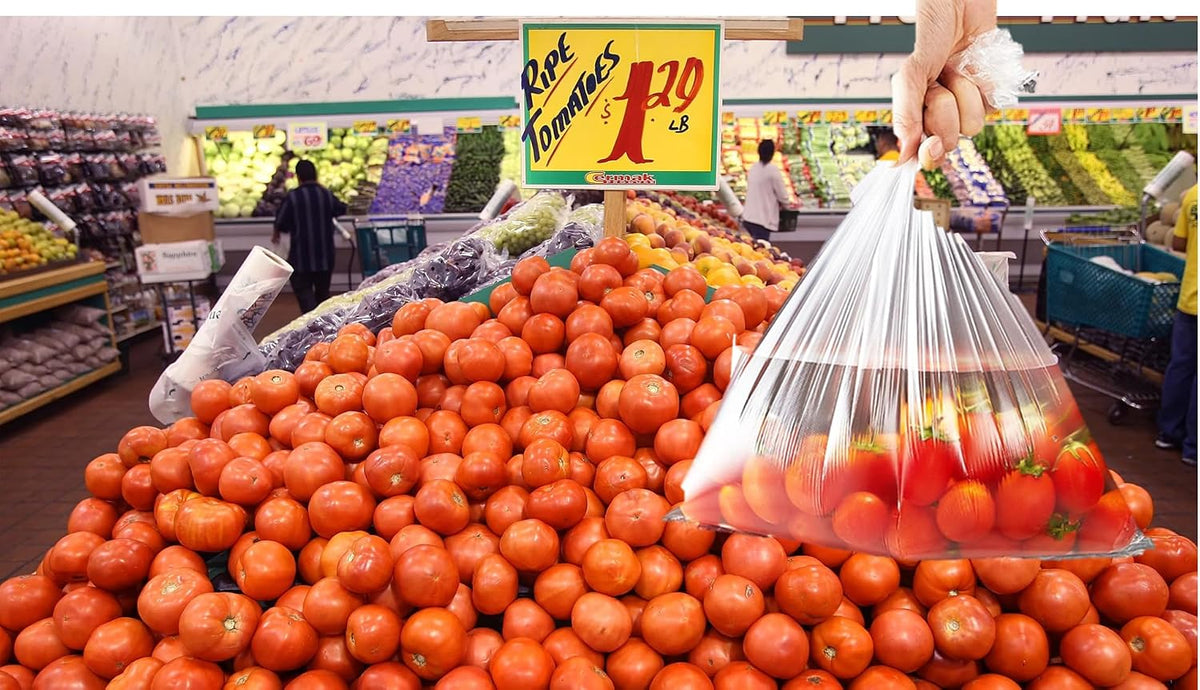Mr Miracle Plastic Produce Bags for Food Storage - 12"x20" Clear Grocery Bag for Fruits, Vegetables, Bread - Easy Peel-Off Design, Continuous Roll, 1.75" Core, Pack of 360 Bags [1 roll]