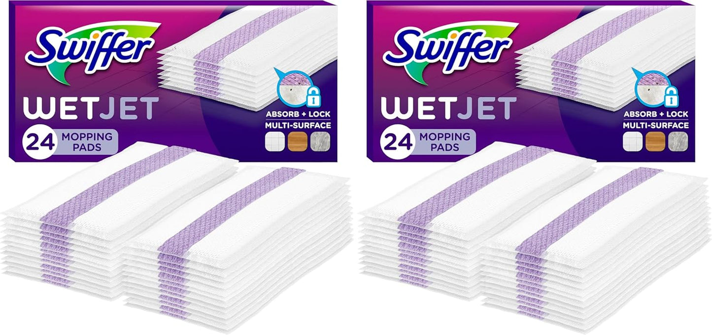 Swiffer WetJet Hardwood Floor Cleaner Spray Mop Pad Refill, Bathroom Cleaning Supplies, Hardwood Floor Cleaner, Multi Surface, 24 Count