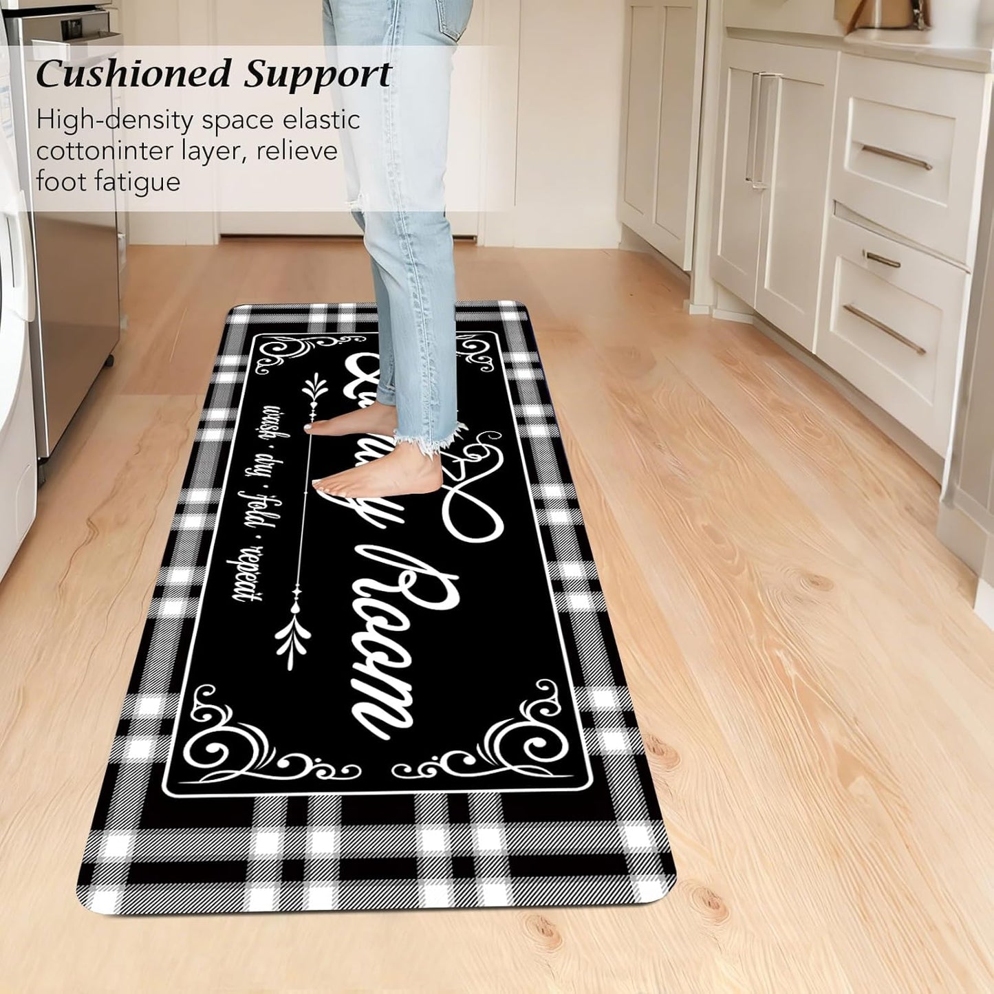 Non-Slip Laundry Room Rug Runner 17.3"x47.2" Washable Navy Buffalo Plaid - Bathroom Mudroom Kitchen Mat for Farmhouse Entryway Decor