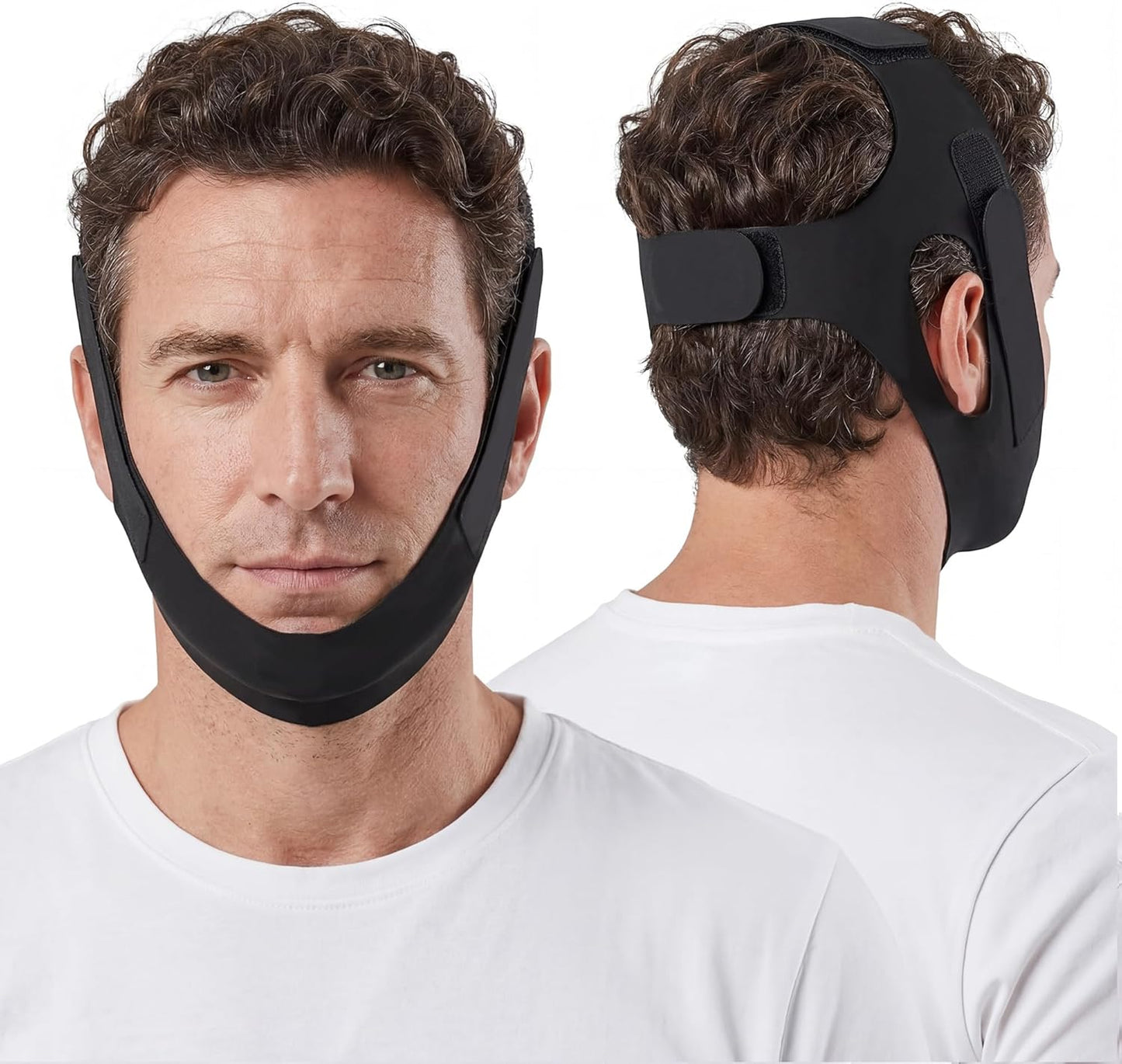 Anti Snoring Chin Strap for Sleeping – Adjustable, Breathable & Comfortable Snore Stopper Device for Men & Women – Effective Mouth Tape Alternative for Better Sleep & Apnea Relief (Black)