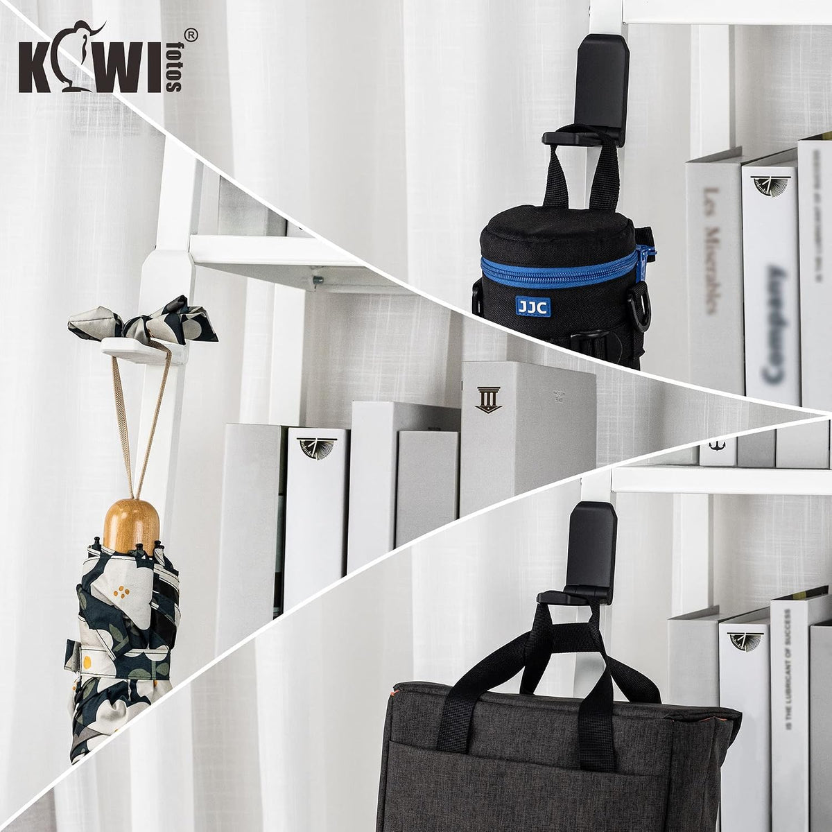 KIWIFOTOS 2 Pack Adhesive Desk Headphone Hanger, PC Gaming Headset Holder Stand, Adhesive Holder Mount for Wall, Foldable Headphones Hook Mount Under Desk - White,Two Pack