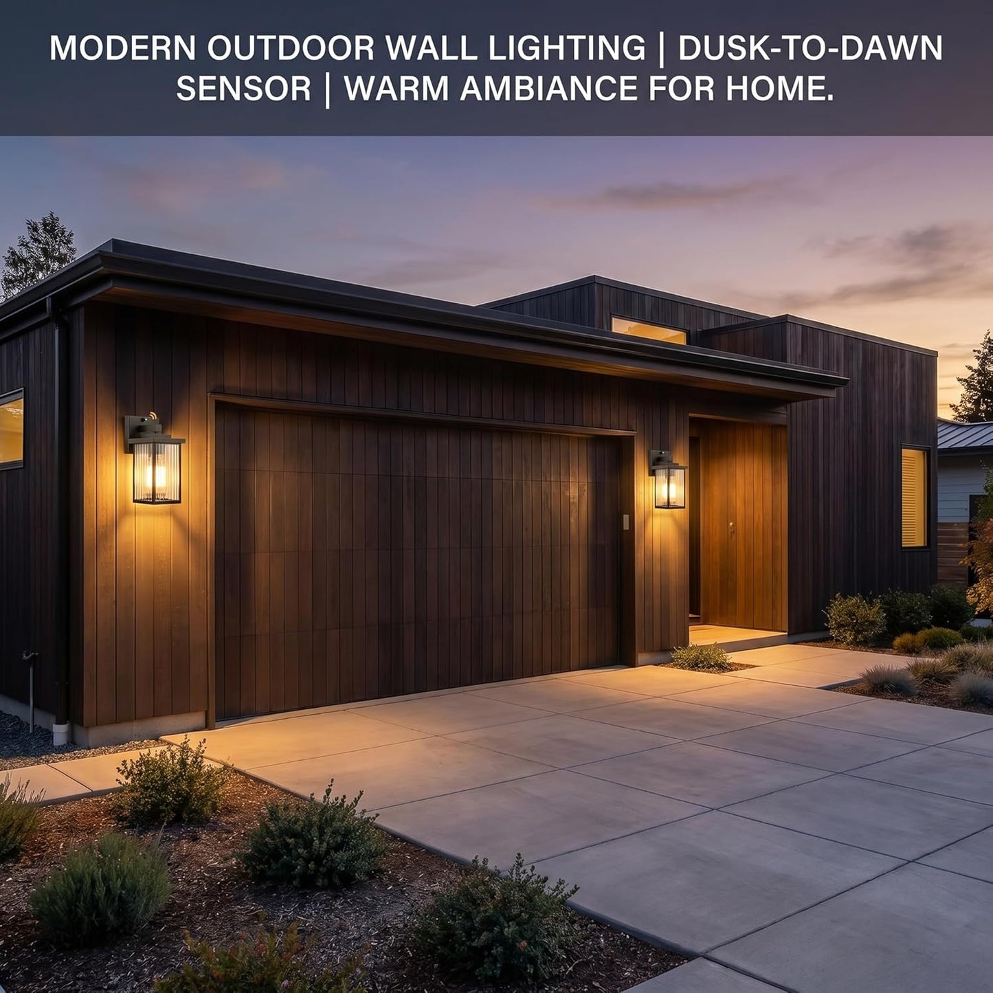 Dusk to Dawn Outdoor Wall Light Fixture, Waterproof Exterior Porch Light with Tempered Glass, Wall Lantern for House Front Door Garage Patio