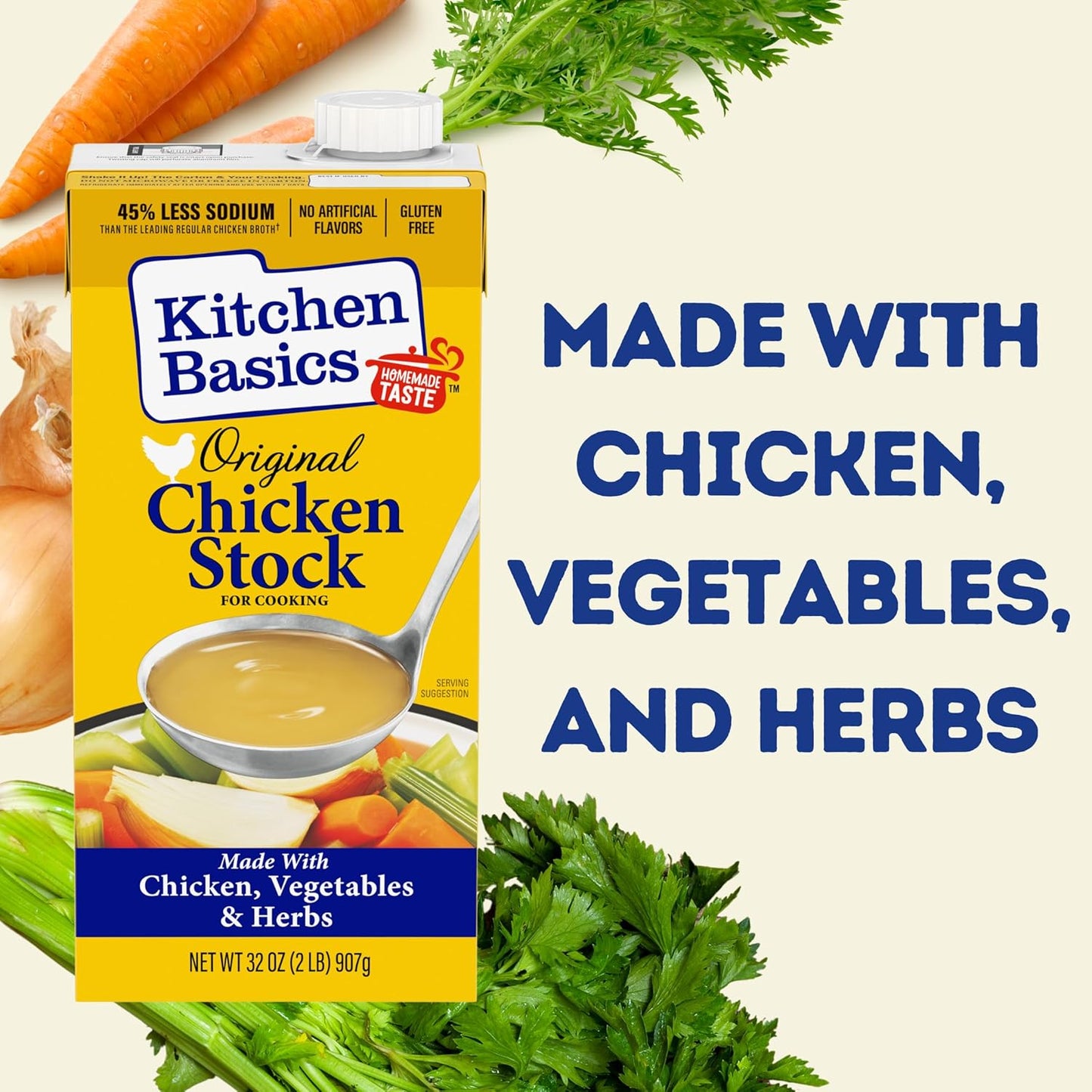 Kitchen Basics Chicken Stock - 32 oz. Carton (Pack of 12) Add Delicious Flavor to Chicken Noodle Soup, Broths and Gravy, Perfect for Stocking Up