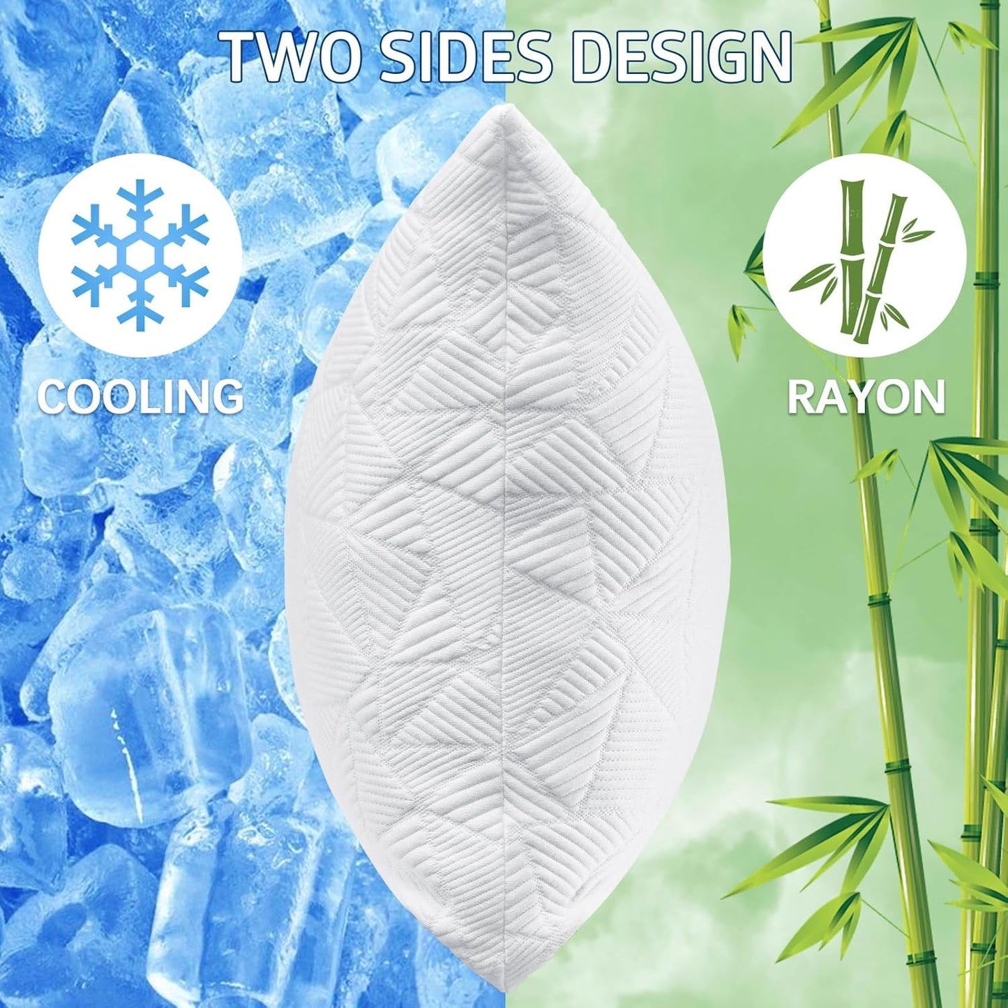 BETU Cooling Pillow Queen Size, Shredded Memory Foam Pillow for Hot Sleepers, Adjustable Firm Soft Support Pillows, Cool Bed Pillows for Side Back Stomach Sleeping Sleepers, gifts for boyfriend, White