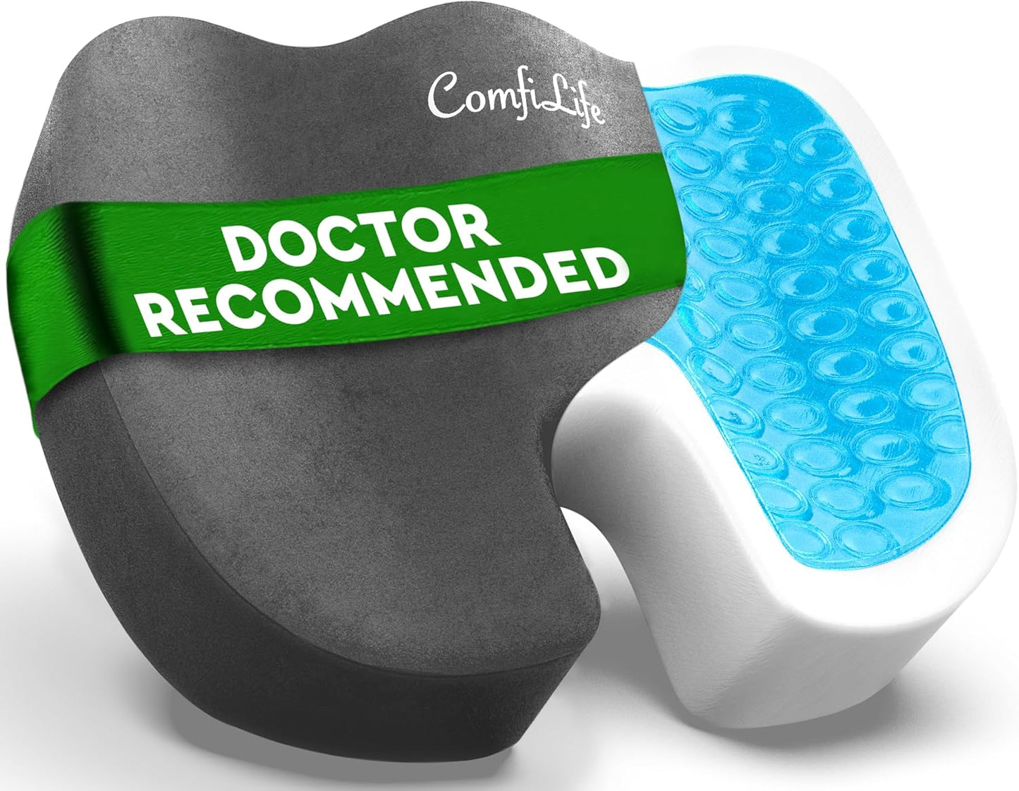 ComfiLife Premium Gel & Memory Foam Seat Cushion – Doctor Recommended Office Chair Cushion, Car Seat Cushion – Chair Cushions for Back & Sciatica Pain Relief – Seat Cushions for Office Desk (Charcoal)