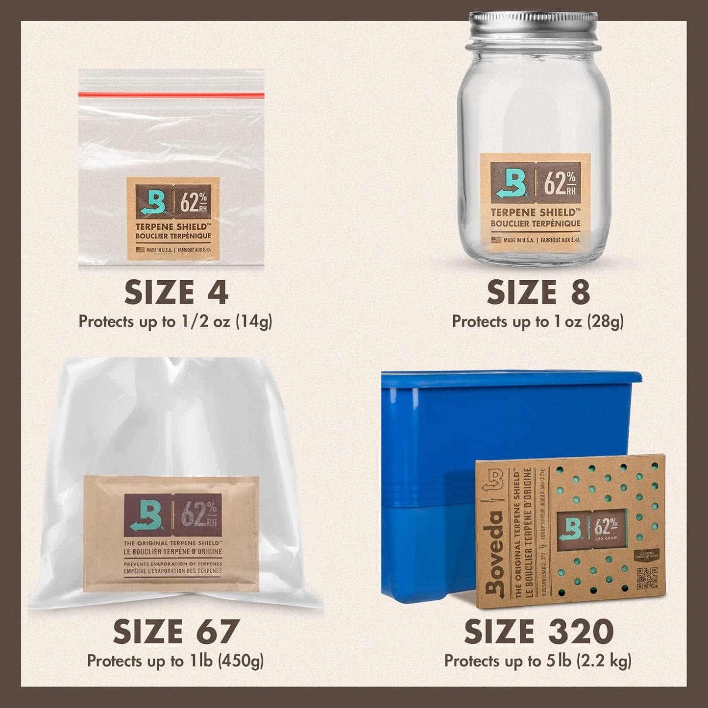 Boveda 58% Two-Way Humidity Control Packs For Storing 1 oz – Size 8 – 10 Pack – Moisture Absorbers for Small Storage Containers – Humidifier Packs – Hydration Packets in Resealable Bag