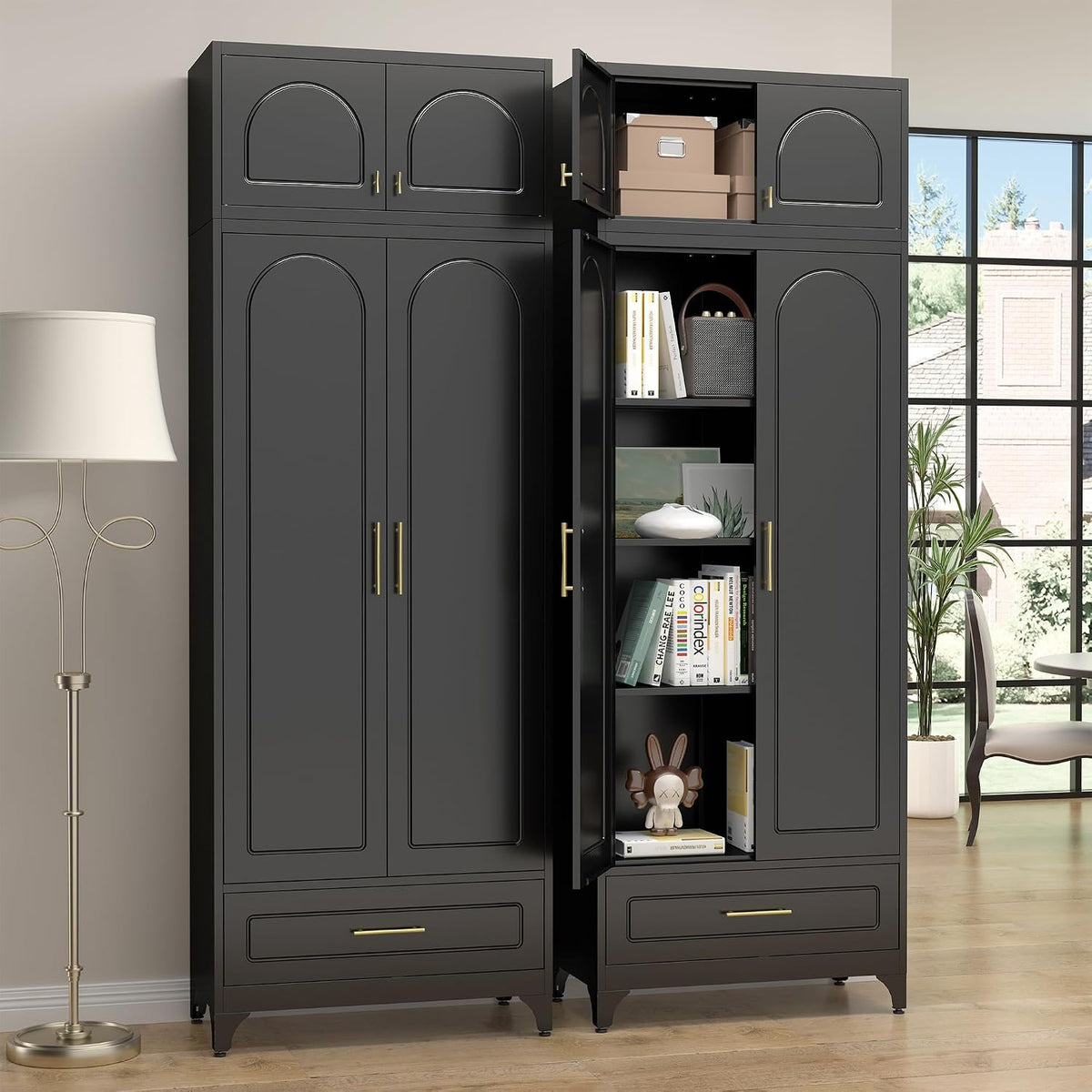 SteeLoong 90" H Kitchen Pantry Cabinet, Metal Storage Cabinet with Drawer