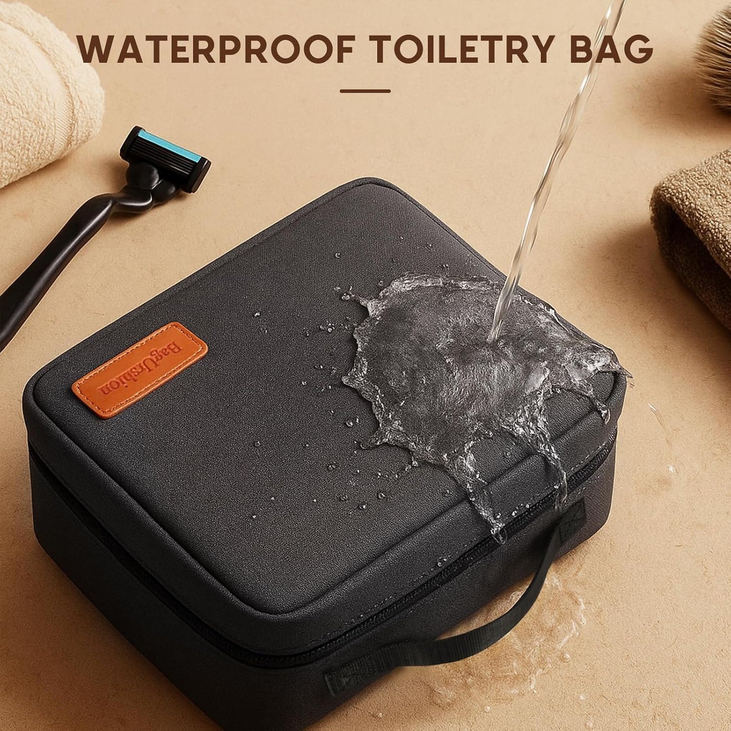 Father Day Gift for Dad Husband Toiletry Bag for Men Travel Essentials Shaving Bag Kit Accessories Birthday Groomsmen Anniversary Retirement Gifts for Men Him Boyfriend Son -Black Lining