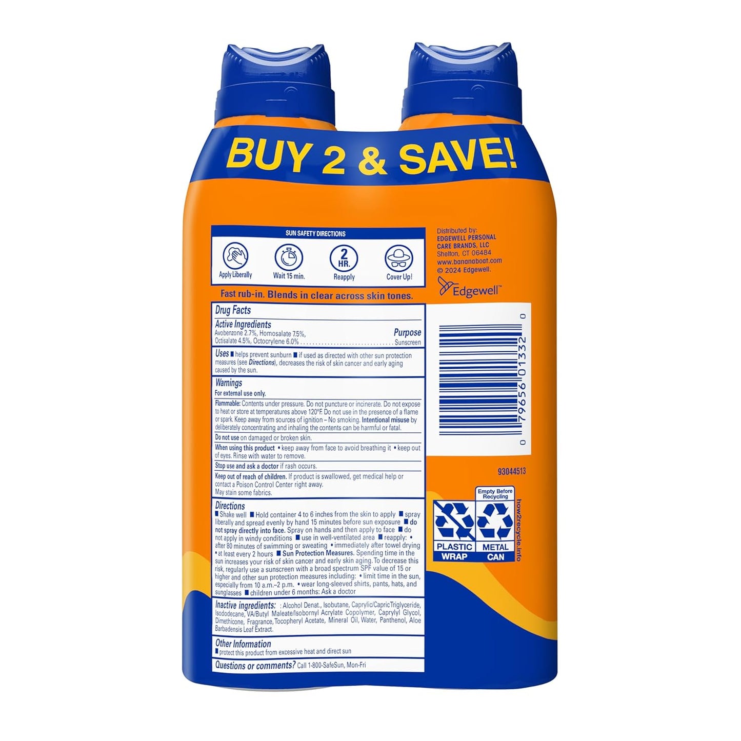 Banana Boat Sport Ultra SPF 50 Sunscreen Spray | Banana Boat Sunscreen Spray SPF 50, Water Resistant, Oxybenzone Free, Sunblock, 6oz each Twin Pack