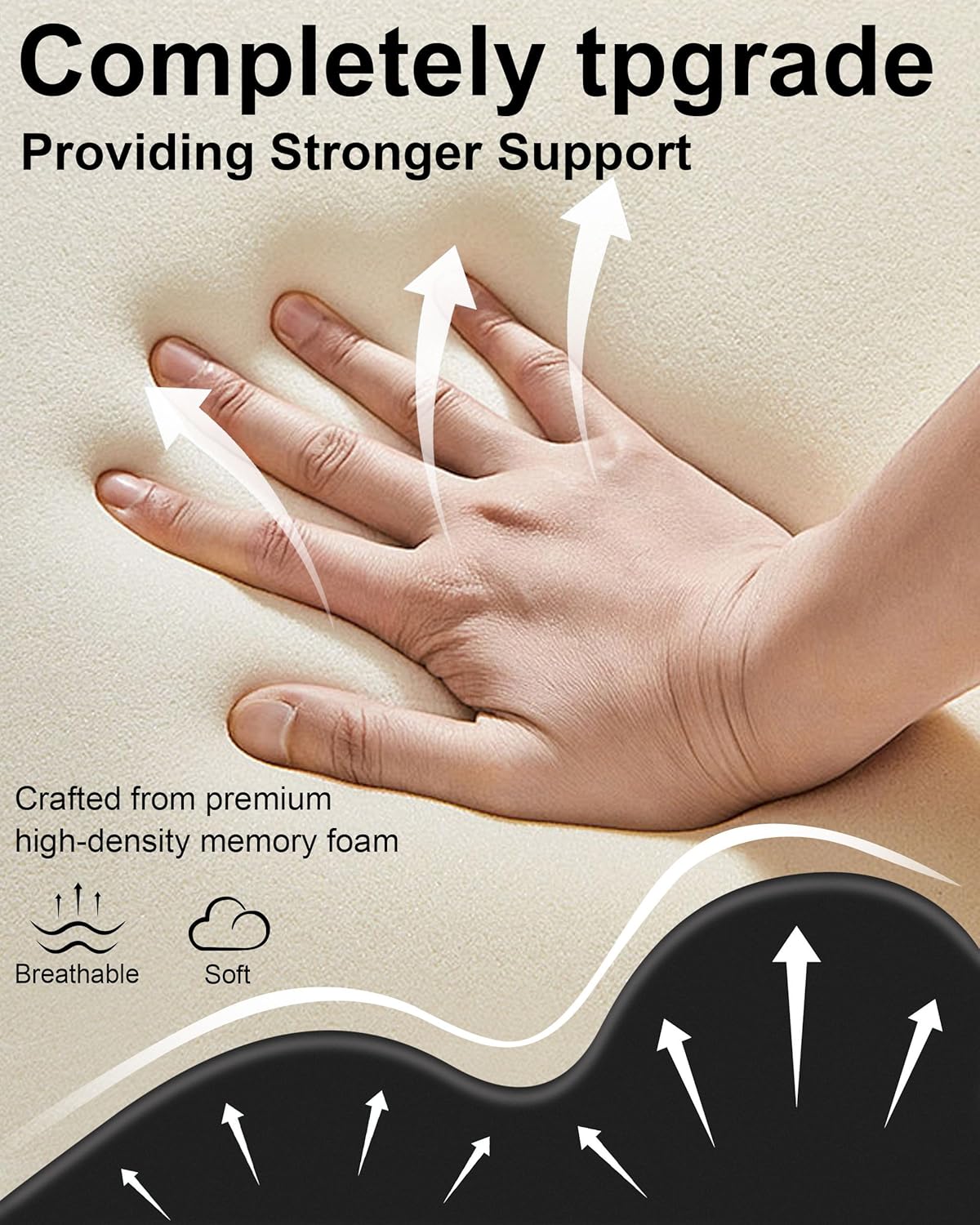 Ergonomic Memory Foam Wedge Pillow, 27° Angled Support for Neck and Waist, Multi-Position Support Pillow - Black (Plus Size 25.5 * 21.5 * 11.8 inch)
