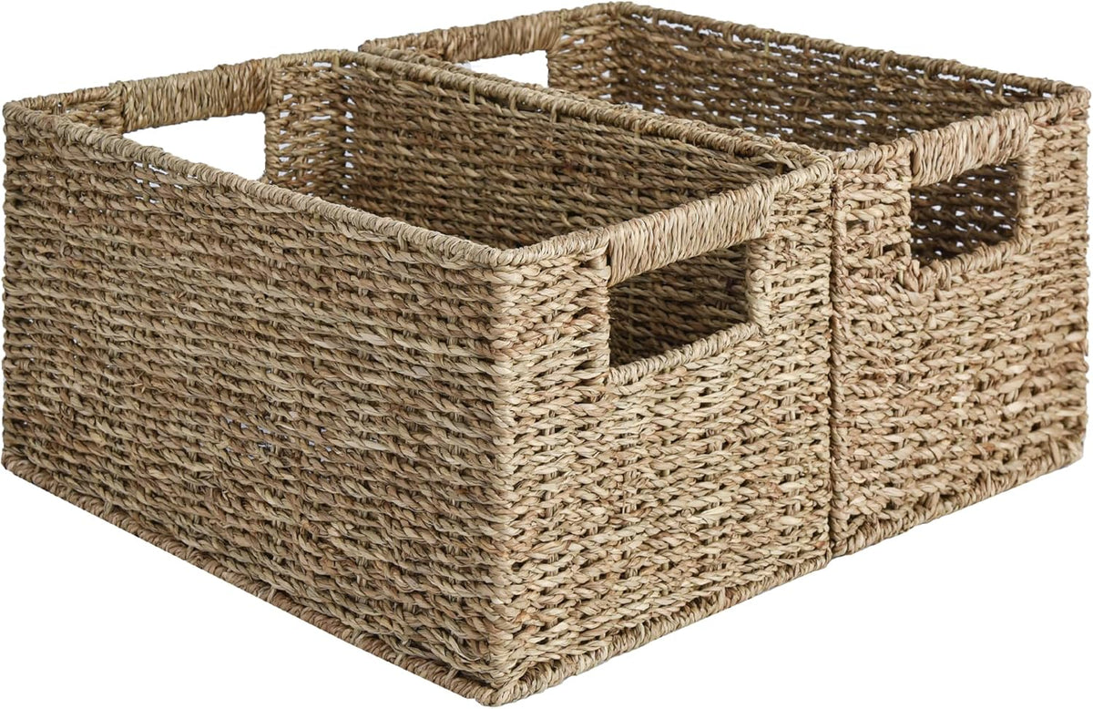 StorageWorks Wicker Baskets for Storage, Seagrass Storage Baskets, 2-Pack