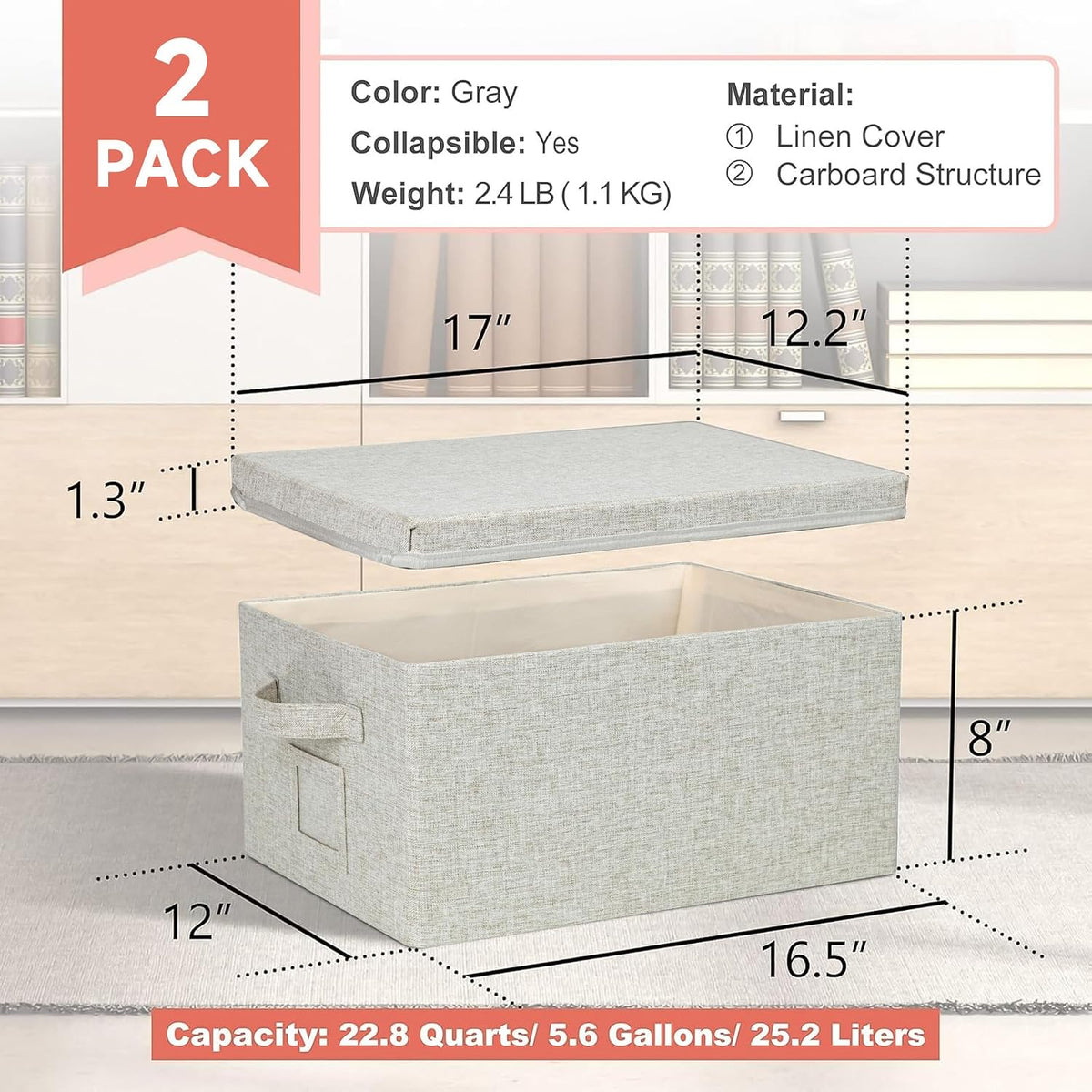 Storage Bins With Lids Closet Organizer Cabinet Box For Clothes,Toys,Shelf