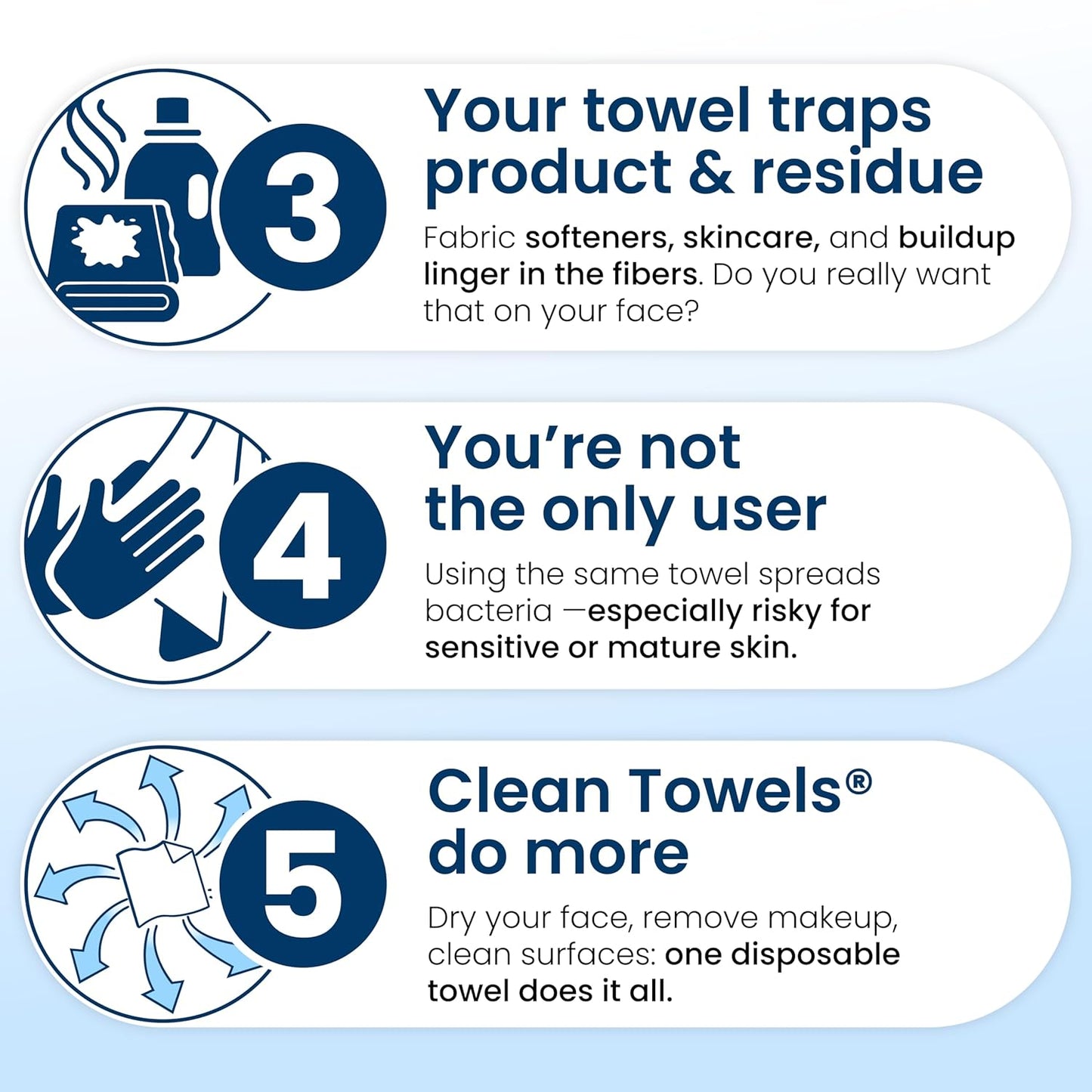 Clean Skin Club Clean Towels XL®, Travel Pack 100% USDA Biobased Disposable Face Towel, Eczema Association Accepted,Dry Wipes, TSA-Approved Travel Essential, 3 Packs, 30 ct Total
