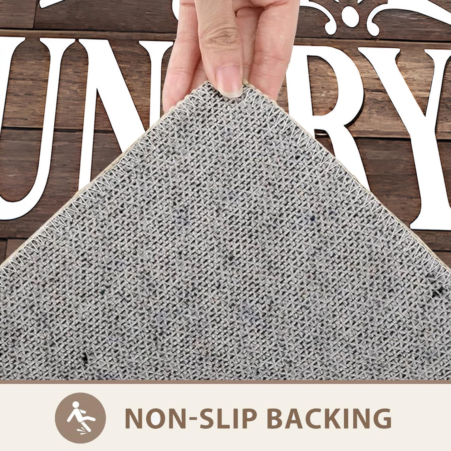 Laundry Room Rug Runner 20"X47" Brown Wood Non Slip Laundry Rugs and Mats for Laundry Room Decor Washable Runner Rugs for Farmhouse Kitchen Floor Bathroom Entryway Area Rugs (Laundry Rug-1, 20"X47")