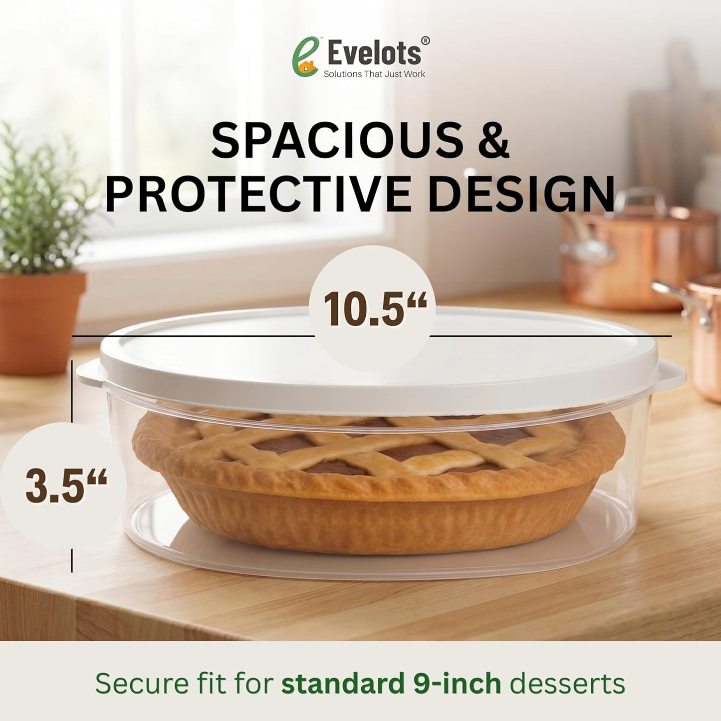 Evelots 4-Pack 10-Inch Airtight Food Storage Container with Lid - Portable Carrier for Pies, Cakes, Cupcakes & More - BPA-Free Clear Plastic - Secure & Easy Transport