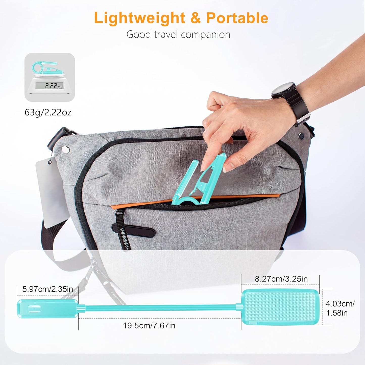 Gritin 9 LED Rechargeable Book Light for Reading in Bed - Eye Caring 3 Color Temperatures,Stepless Dimming Brightness,80 Hrs Runtime Small Lightweight Clip On Book Reading Light for Studying -Blue