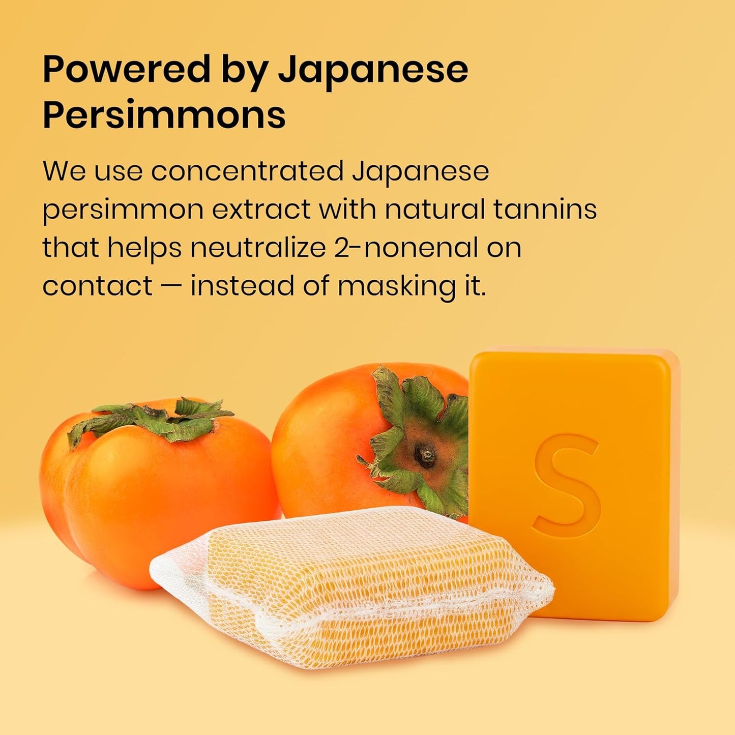 Japanese Persimmon Cleanser Bar 2 Pk Bundle for Body Odor, Persimmon Solution for Old People Smell - Natural Cleansing Body Bars, Organic Formula, Japanese Skin Care, Cleansing Hygiene