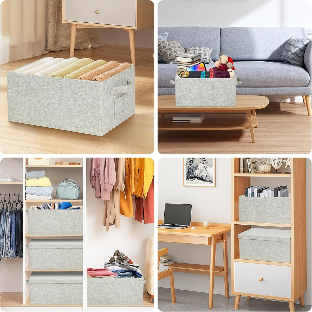 Storage Bins With Lids Closet Organizer Cabinet Box For Clothes,Toys,Shelf