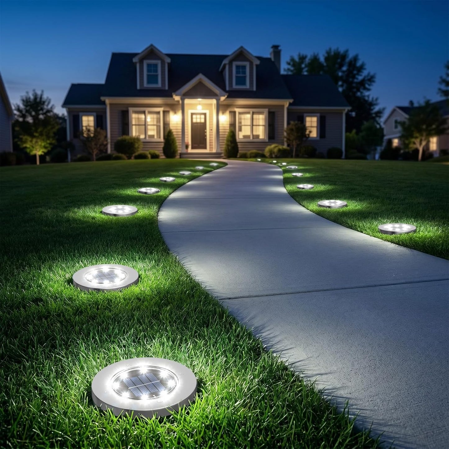 INCX 4.6 inch Solar Lights Outdoor Waterproof,12 Pack Solar Lights for Outside, Solar Garden Lights Landscape Lighting for Patio Pathway Lawn Yard Deck Driveway Walkway, Cold White