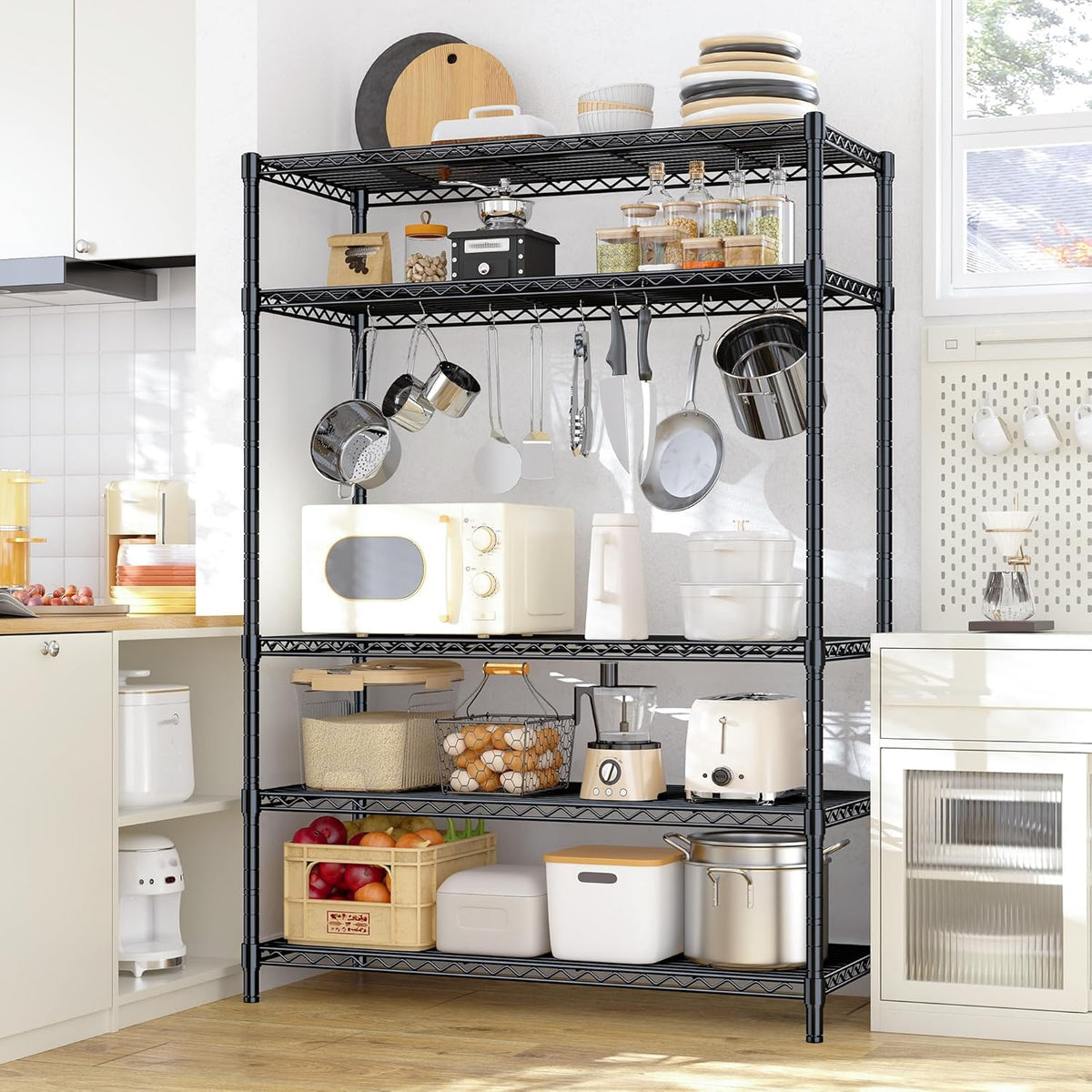 Romorgniz 5-Tier Adjustable Storage Shelves, 71"H Shelving Unit,Pantry,2PCS