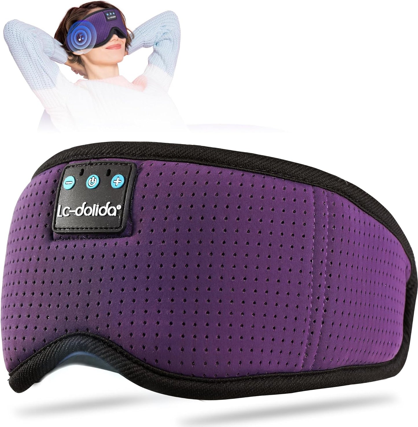 Sleep Mask with Bluetooth Headphones,LC-dolida Sleep Headphones Bluetooth Sleep Mask 3D Sleeping Headphones for Side Sleepers Best Gift and Travel Essential (Blue)