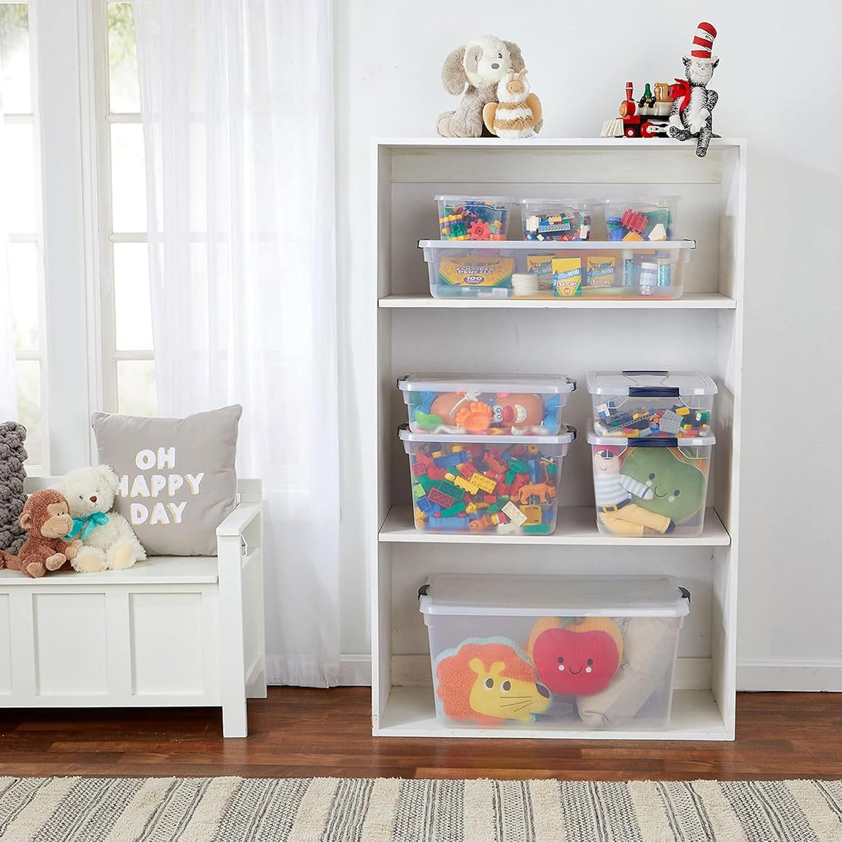Rubbermaid Cleverstore Clear Dorm Variety 16-Pack, Made in USA, Stackable Large Clear Storage Bins with Lids, See-Through Plastic Storage, with Latching Lids, BPA-Free
