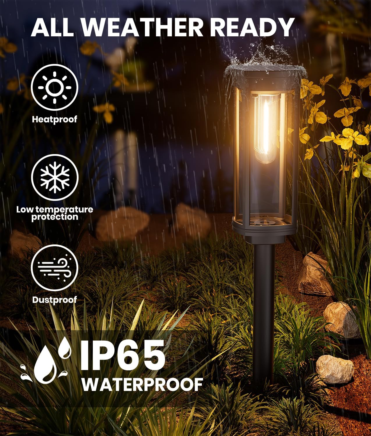 NEWMESSI 8 Pack Solar Pathway Lights Outdoor IP65 Waterproof Super Brightness Solar Powered Landscape Path Lights for Outside Walkway Driveway Garden