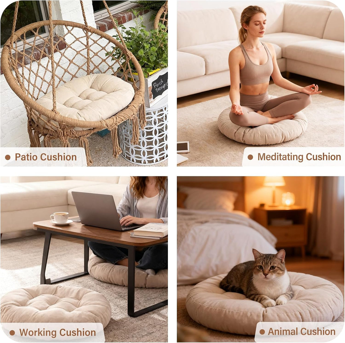 Tiita 22 Inch Floor Cushion - Round Outdoor Chair Cushion Pad with Corduroy