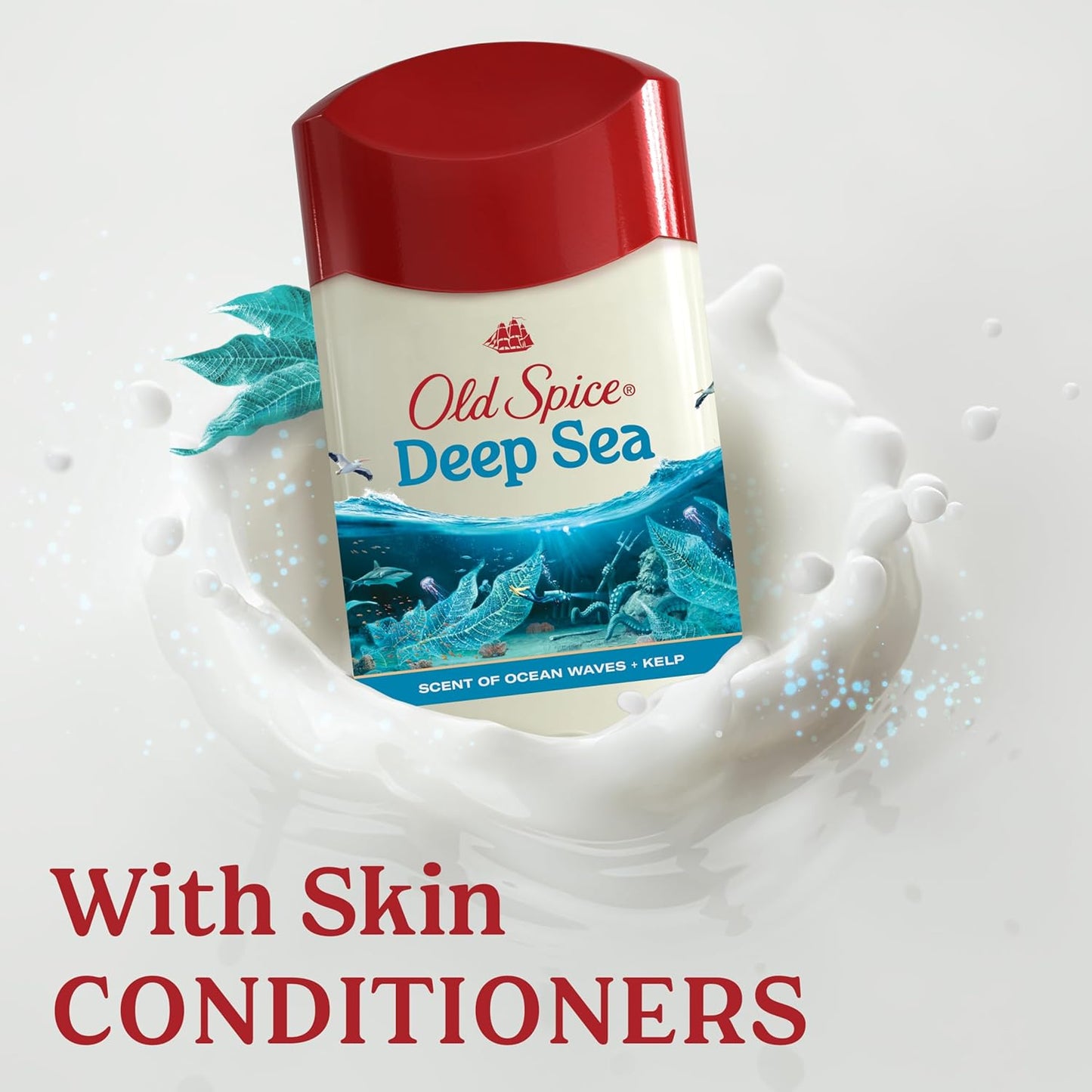 Old Spice Dry Feel Antiperspirant Deodorant for Men, 24/7 Freshness, 24/7 Sweat & Odor Protection, Gentle on Skin with Skin Conditioners, Deep Sea with Ocean Waves + Kelp Scent, 2.6 oz (Pack of 2)