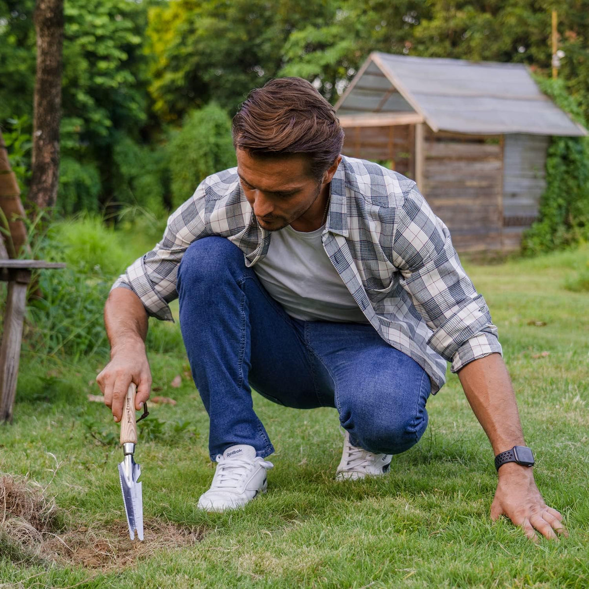 Garden Hand Weeding Trowel, 5-in-1 Stainless Steel Weeder Puller
