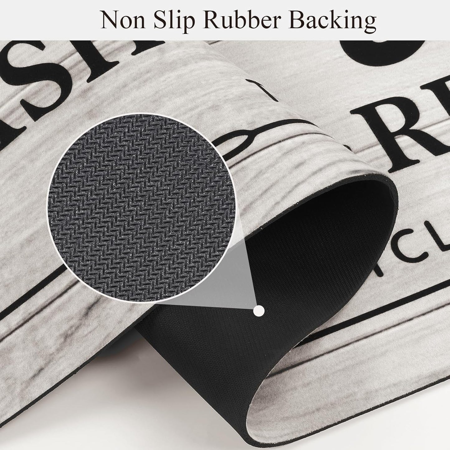 Pauwer Laundry Room Rug Runner 24"x60" Waterproof Rubber Laundry Mat Non Slip Kitchen Mats for Floor Washable Floor Mat Runner Rug for Farmhouse Mudroom Washroom Bathroom Decor