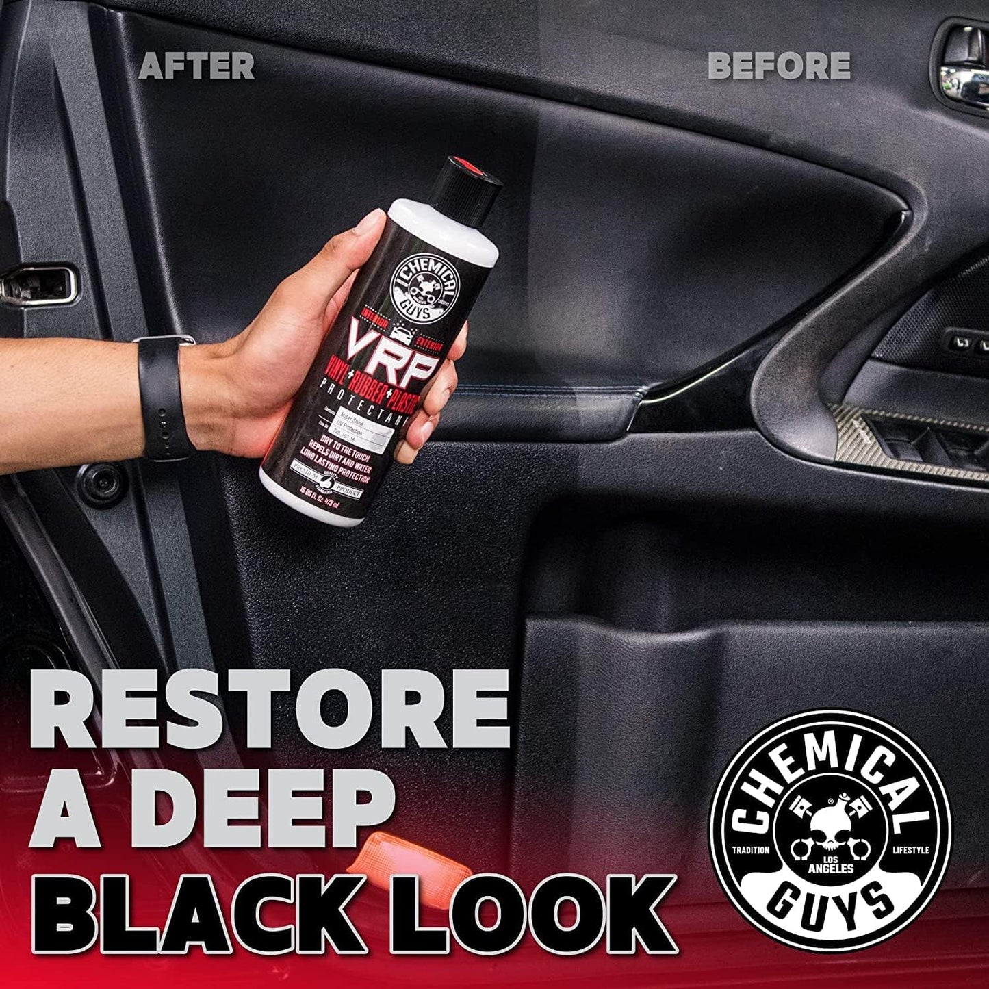 Chemical Guys VRP Protectant & WonderWave Applicators Kit - 16 oz Vinyl, Rubber, and Plastic Dressing with Foam Applicators - Restores Your Car's Interior & Exterior Surfaces
